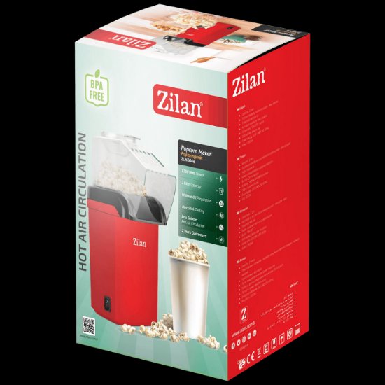 Aparat za kokice ZILAN ZLN8044/RD, 1200 W, crveni