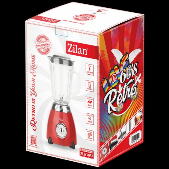 Blender ZILAN ZLN7057, Retro, 500 W, 1,5 l, crveni