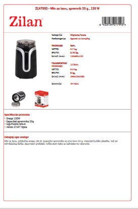Mlinac za kavu ZILAN ZLN7993BK, 150 W, 50 g, crni Mlinac za kavu ZILAN ZLN7993BK, 150 W, 50 g, crni