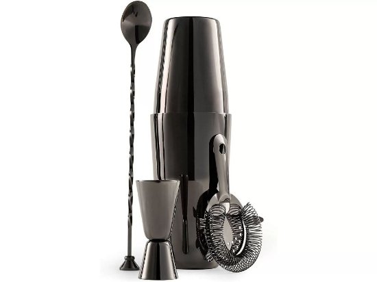 Set za koktele VONSHEF Boston, 4 djelni, 800 ml, crna