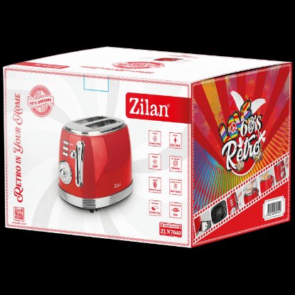 Toster ZILAN ZLN7040, Retro, 850 W, 2 utora, crveni Toster ZILAN ZLN7040, Retro, 850 W, 2 utora, crveni
