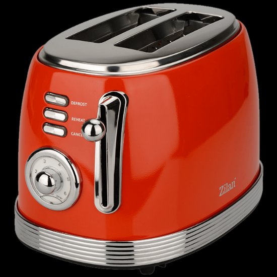 Toster ZILAN ZLN7040, Retro, 850 W, 2 utora, crveni