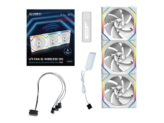 Ventilator LIAN LI UNI FAN SL Wireless Reverse Blade, ARGB, 120mm PWM, 3-pack komplet + kontroler, bijeli