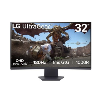 Gaming monitor 31.5" LG UltraGear 32GS60QC-B.AEU, QHD, VA, 180Hz, 1ms, 300cd/m2, FreeSync, zakrivljeni, crni