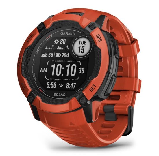 Pametni sat GARMIN Instinct 2X Solar, HR, GPS, multisport, crveni/crveni