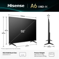 LED TV 55" HISENSE 55A6Q, Smart TV, 4K UHD, DVB-T2/C/S2, USB, Wi-Fi, BT, crni - energetski razred E