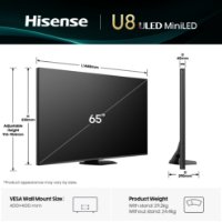 Mini-LED TV 65" HISENSE 65U8Q, Smart TV, 4K UHD, DVB-T2/C/S2, USB, Wi-Fi, BT, crni - energetski razred E