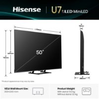 Mini-LED TV 50" HISENSE 50U7Q, Smart TV, 4K UHD, DVB-T2/C/S2, USB, Wi-Fi, BT, crni - energetski razred E