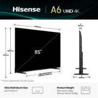 LED TV 85" HISENSE 85A6Q, Smart TV, 4K UHD, DVB-T2/C/S2, USB, Wi-Fi, BT, crni - energetski razred E