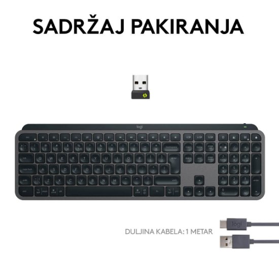 Tipkovnica LOGITECH MX Keys S, bežična, BT, crna