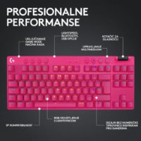 Tipkovnica LOGITECH G Pro X TKL LIGHTSPEED, mehanička, tactile, bežična, RGB, roza