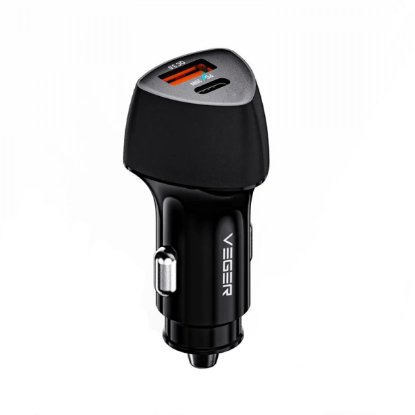 Auto punjač VEGER CC50 QC 3.0, 38W, USB, USB-C PD, crni