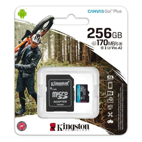 Memorijska kartica KINGSTON Canvas Go Plus Micro SDCG3/256GB, SDXC 256GB, Class 10 UHS-I + adapter