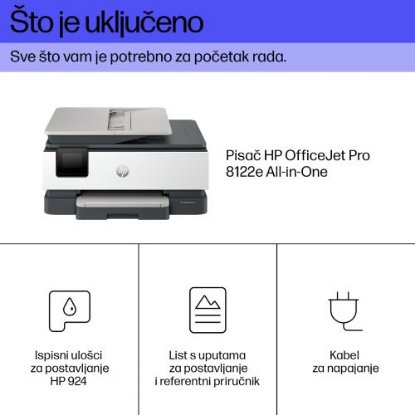 Multifunkcijski printer HP OfficeJet Pro 8122e , 405U3B, printer/scanner/copy, 4800dpi, WiFi, LAN, USB, bijeli, Instant Ink