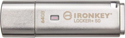 Memorija USB 3.2 FLASH DRIVE, 64GB, KINGSTON Ironkey Locker+ 50, IKLP50/64GB, XTS-AES enkripcija, srebrni