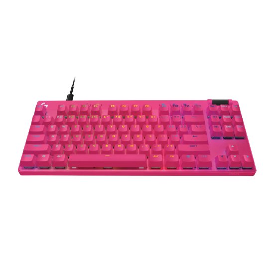 Tipkovnica Logitech Pro X TKL Rapid, mehanička, tactile, RGB, US Layout, USB, roza