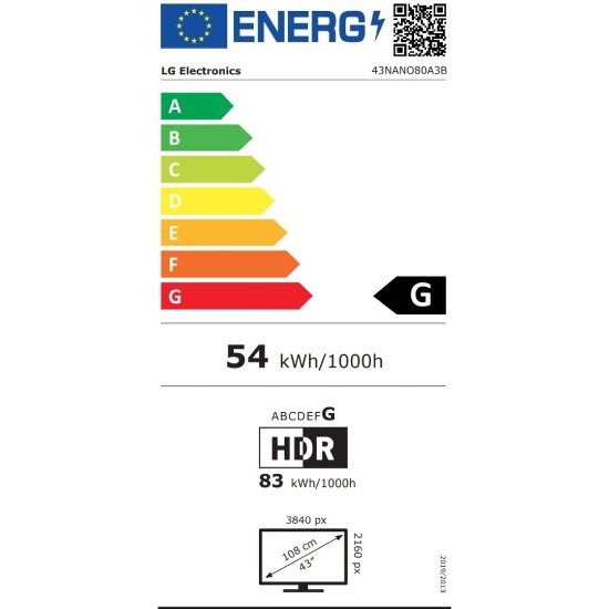LED TV 43" LG 43NANO80A3B, Smart TV, 4K UHD, DVB-T2/C/S2, USB, LAN, Wi-Fi, BT, crni - energetski razred G