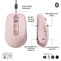 Miš LOGITECH MX Anywhere 3S, laserski, bežični, BT, rozi