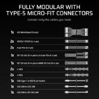Napajanje 1200W, CORSAIR HX1200i Shift, CP-9020267-EU, ATX v3.1, 140mm vent., 80+ Platinum, modularno
