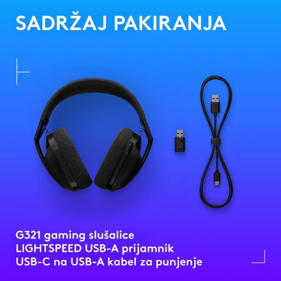 Slušalice LOGITECH Gaming G321, bežične, BT, USB, crne