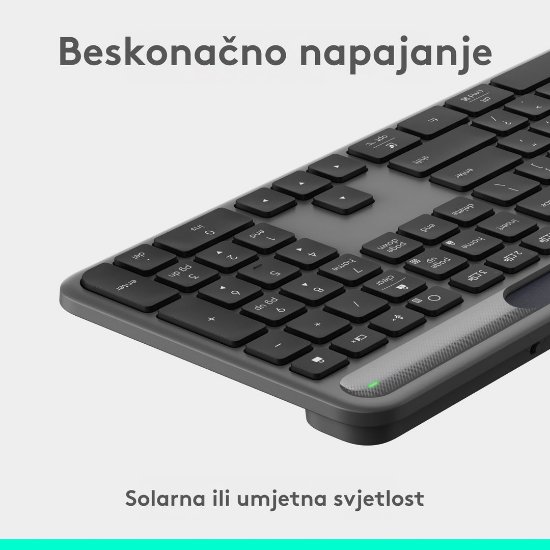 Tipkovnica LOGITECH Signature Slim Solar+, bežična, bluetooth, crna