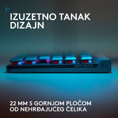 Tipkovnica LOGITECH Gaming G515 Rapid TKL, RGB, mehanička, US Layout, USB, crna