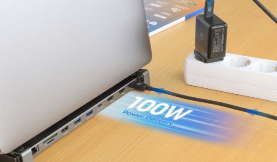 Docking station MANHATTAN 10-in-1 Multiport Hub, USB-C na 2x 4K 60Hz HDMI, 3x USB-A, USB-C PD 100W, USB-C, SD/microSD čitač, Gigabit RJ45