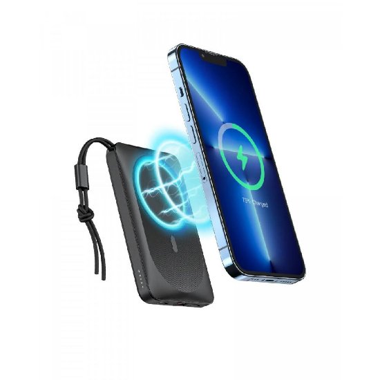 Mobilni USB punjač VEGER MagOn, 10000 mAh magnetni, bežični, bijeli