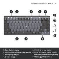 Tipkovnica LOGITECH MX Mechanical Mini Tactile Quiet, bežična, BT, crna