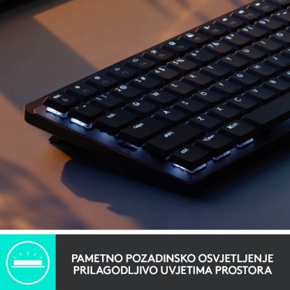Tipkovnica LOGITECH MX Mechanical Mini Tactile Quiet, bežična, BT, crna