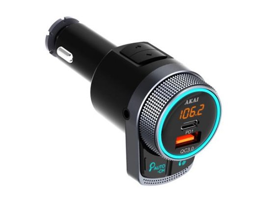 FM transmiter AKAI FMT-80BT, 2xUSB punjač, BT, HandsFree, 12-24V, crni