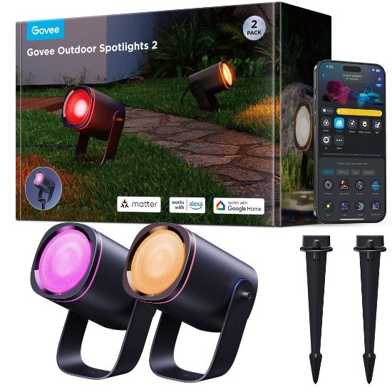 LED reflektor GOVEE RGBICWW Outdoor Spotlights, vanjski, 2kom