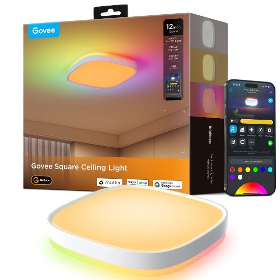 Stropna svjetiljka GOVEE RGBWW + RGBIC Square Smart Ceiling Light, 12"