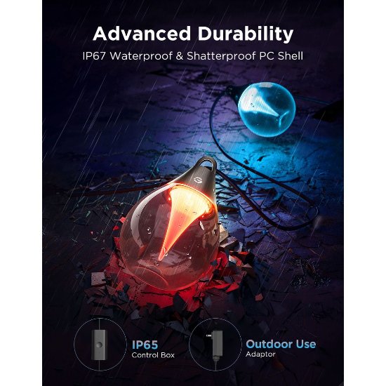 Nizna svjetla GOVEE RGBICW Outdoor String Lights, 14,63M