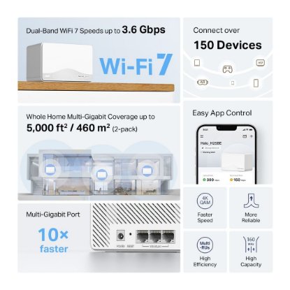 Wireless range extender MERCUSYS Halo H25BE, BE3600 Wi-Fi 7 Mesh sustav, bežični, 2 komada