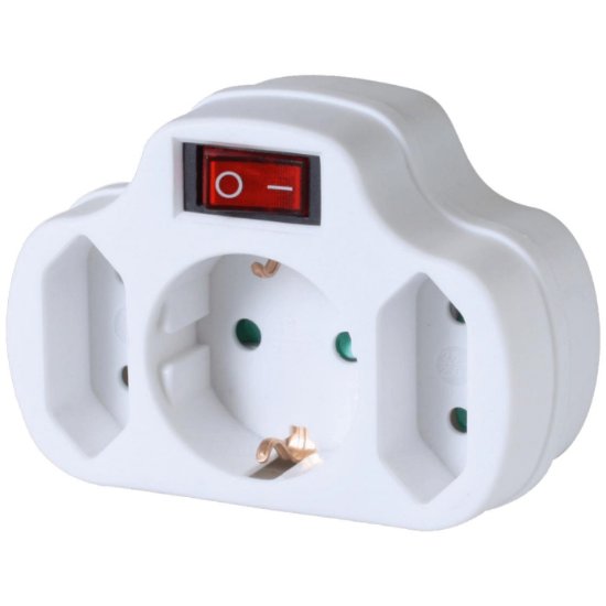 Strujna utičnica HOME, sa prekidačem, 1 x schuko + 2 x EURO, bijela