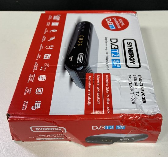 RABLJENI - TV tuner SYNERGY T-202, DVB-T2 HEVC265, SCART, LAN, HDMI, zemaljski, crni