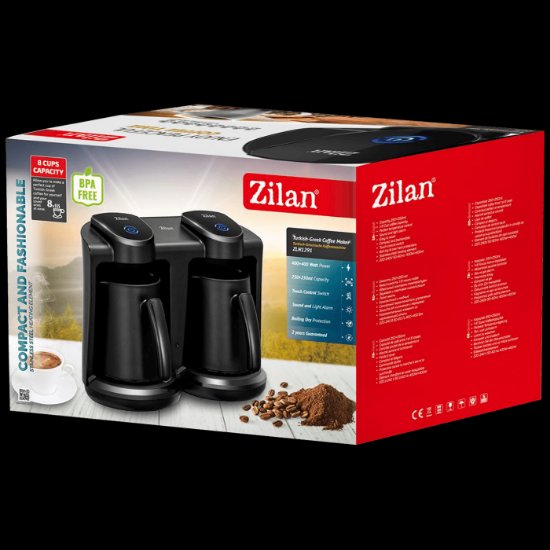 Aparat za tursku kavu ZILAN ZLN1291, 400 W+400 W, 250 ml+250 ml, 8 šalica, crni
