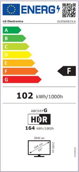 IZLOŽBENI - LED TV 65" LG OLED65B33LA, 4K UHD, DVB-T2/C/S2, Smart TV, HDMI, USB, BT, WiFi, LAN, energetski razred G