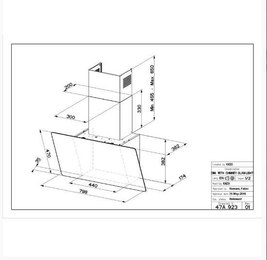 RABLJENI - Zidna kuhinjska napa FABER Glam Light Zero Drip Plus BK M A80, 80 cm, 690 m3/h, energetski razred A, crna
