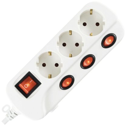 Naponska letva HOME, 3 utičnice, 1.0mm2, 1.5m, bijeli