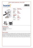 Aparat za kavu HOME HG PR 20, 1350 W, 20 bara, 1,4 l, bijeli