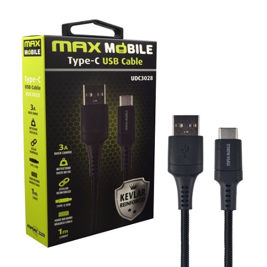 Kabel MAXMOBILE USB 2.0 na USB-C, kevlar, 1 m, crni