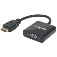 Adapter MANHATTAN, HDMI (M) na VGA (Ž), 30cm, crni