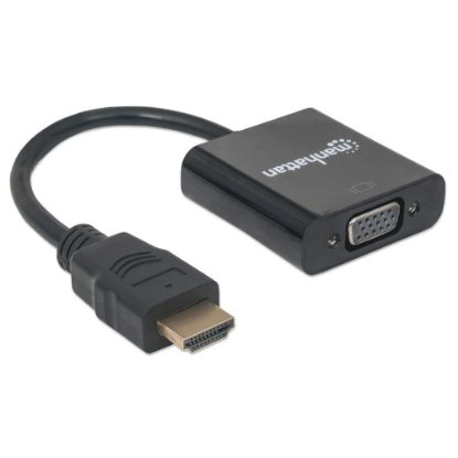 Adapter MANHATTAN, HDMI (M) na VGA (Ž), 30cm, crni