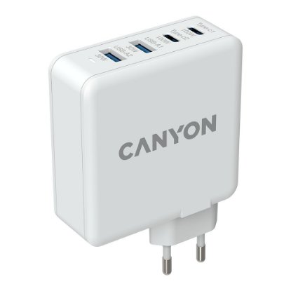 Kućni punjač CANYON H-100, 100W, 2xUSB-A, 2xUSB-C, QC3.0, GaN, bijeli