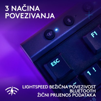 Tipkovnica LOGITECH Gaming G515 Lightspeed TKL, Tactile switch, RGB, mehanička, bežična, US Layout, USB, crna