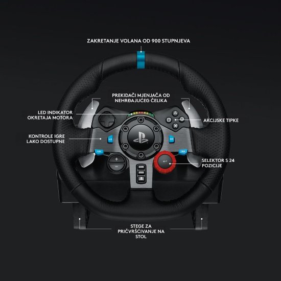 Volan LOGITECH G29 SE Driving Force Racing Wheel, Gaming, PC/PS3/PS4, USB, mjenjač LOGITECH Driving Force Shifter