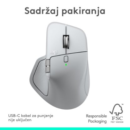 Miš LOGITECH MX Master 4, za Mac, optički, bežični, BT, bijeli