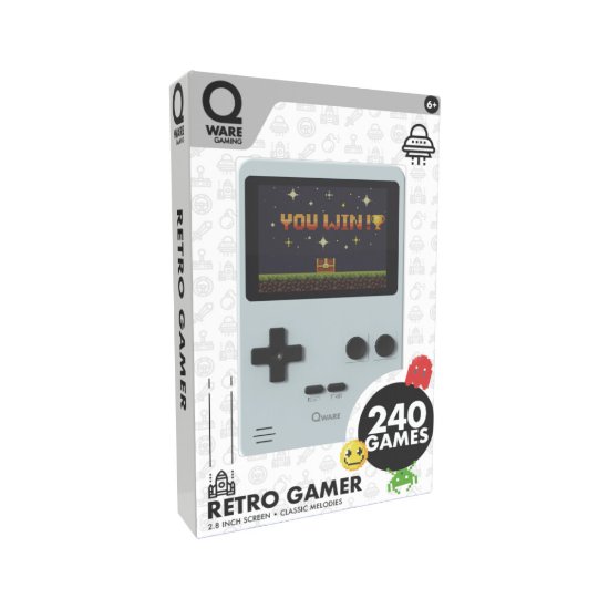 Igraća konzola QWARE Retro Gamer, 2,8" ekran, 240 igara, siva